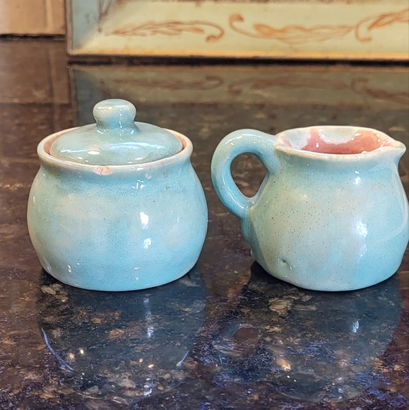Rare Pisgah Forest Pottery Mini Covered Sugar Bowl and Creamer Set - Picture 2 of 16